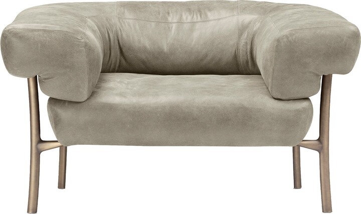 Ghidini 1961 Katana Gray Leather Armchair By Paolo Rizzatto