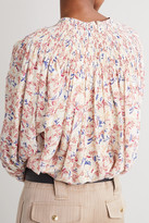 Thumbnail for your product : Chloé Ruched Shirred Floral-print Silk Blouse - White