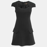 Black Crepe Cape Sleeve Short Dress S 