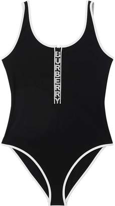 Burberry Logo Detail Zip-front Swimsuit