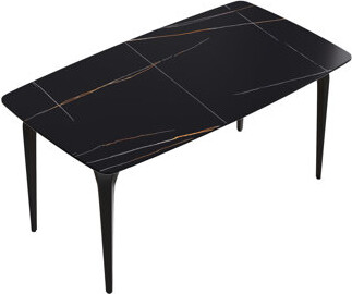 Latitude Run Modern Artificial Stone Curved Metal Leg Dining Table -6 People Sintered Stone 29.53\