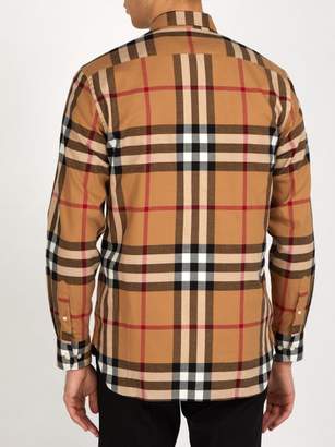 Burberry Richard Checked Cotton Flannel Shirt - Mens - Beige Multi