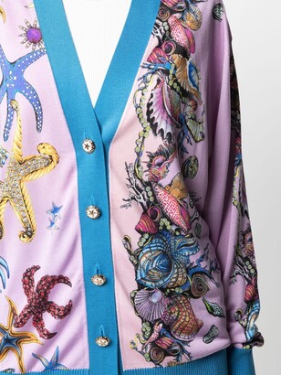 Versace starfish-print V-neck cardigan