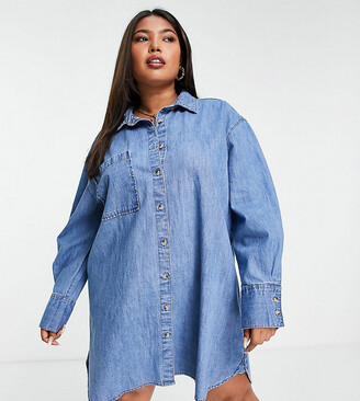 plus size denim shift dress
