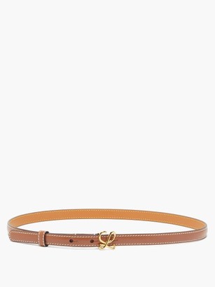 Loewe Monogram-buckle Leather Belt - Tan Gold
