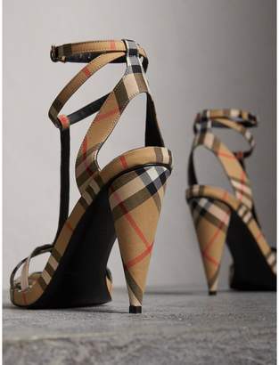 Burberry Vintage Check Cotton High-heel Sandals