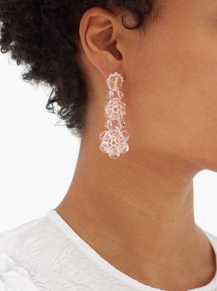 Simone Rocha Floral Beaded Drop Earrings - Pink