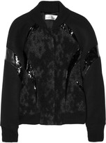 Thumbnail for your product : Prabal Gurung Felt and patent leather-trimmed metallic brocade varsity jacket