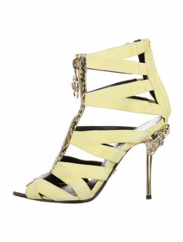 Versace Suede Gladiator Sandals Yellow - ShopStyle
