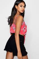 Thumbnail for your product : boohoo Tie Front Strappy Crop Cami Top