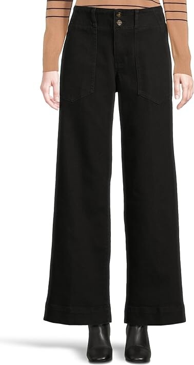 Liverpool Los Angeles Mid-rise Utility Patch Pocket Wide Leg Pants Women's Clothing Black : 4 31, Cotton/Polyester/Rayon