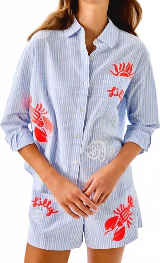 Lilly Pulitzer Bondi Button Down In Blue