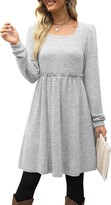 Thumbnail for your product : XIEERDUO Long Sleeve Green Dress Womens Christmas Empire Waist Dresses Casual Tunic Dress L