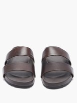 Thumbnail for your product : Grenson Chadwick Two-strap Leather Slides - Dark Brown