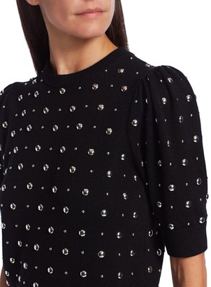 Michael Kors Studded Cashmere Short-Sleeve Pullover Sweater