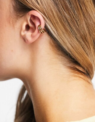 Orelia triple ear cuff in gold plate