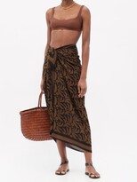 Thumbnail for your product : Matteau Palm-print Silk-georgette Sarong - Brown Print