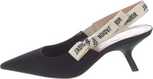 Christian Dior Canvas Colorblock Pattern Slingback Pumps
