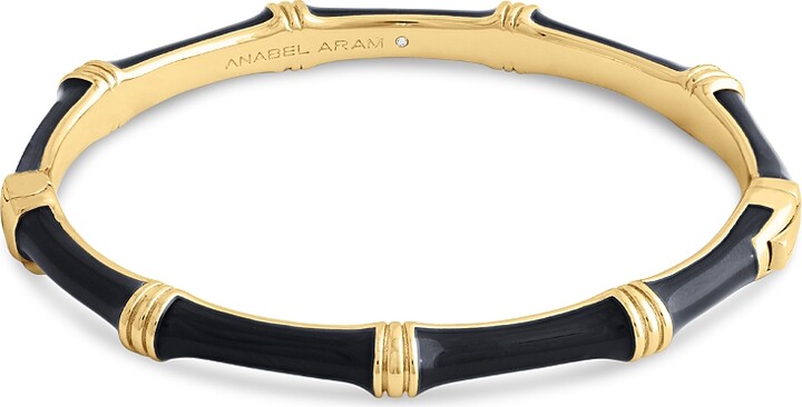 Anabel Aram Enamel Bamboo Shaped Hinge Bangle Bracelet