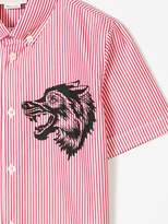 Thumbnail for your product : Gucci Kids striped wolf-print shirt