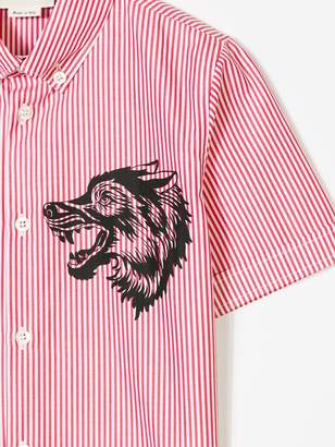 Gucci Kids striped wolf-print shirt
