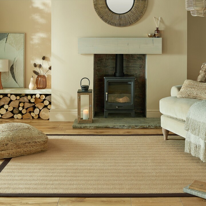 Dunelm Herringbone Jute Border Rug Herringbone Border Brown ShopStyle