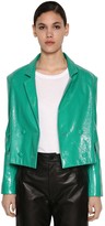 Thumbnail for your product : Drome Cropped Crackled Leather Jacket