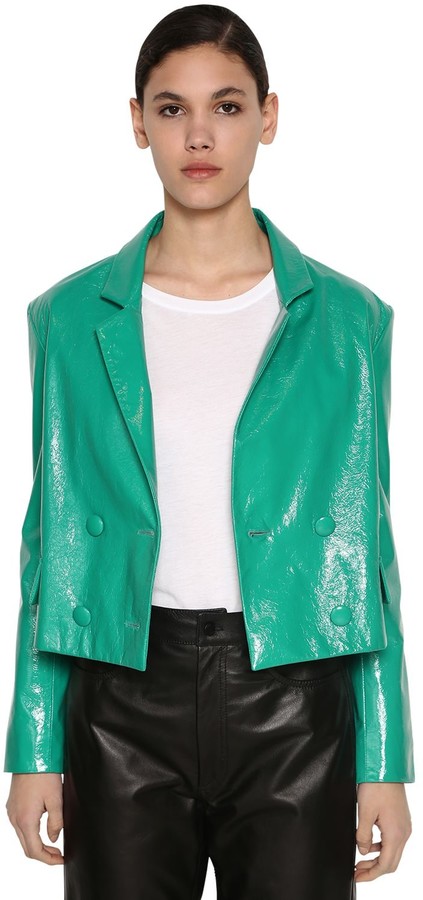 mint green biker jacket