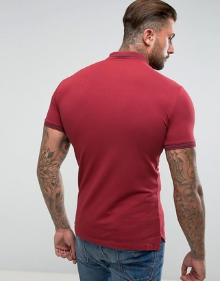 Armani Jeans Slim Fit Logo Tipped Polo Shirt Burgundy