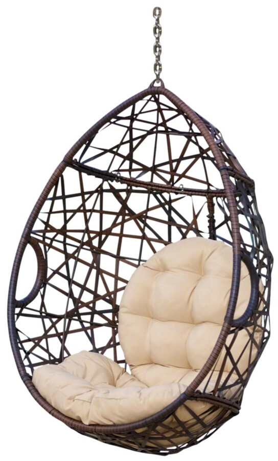 Noble House Cayuse Indoor and Outdoor Wicker Tear Drop Hanging Chair