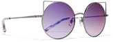 Thumbnail for your product : Matthew Williamson Round-frame Gunmetal-tone Sunglasses