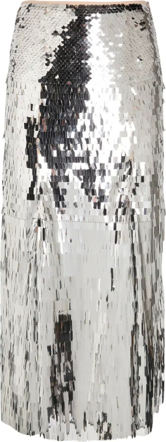Self-Portrait Sequin Embellished Midi Skirt