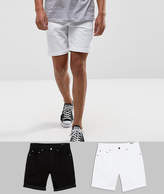 Thumbnail for your product : ASOS Design 2 Pack Slim Denim Shorts In White And Black Save