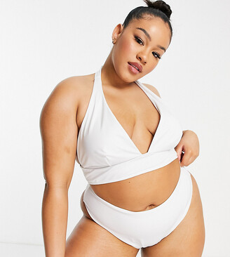 ASOS Curve ASOS DESIGN Curve mix and match deep hipster bikini bottom in white