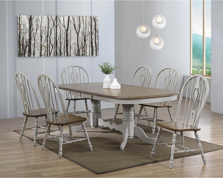 Sunset Trading Country Grove 7-Piece 96" Oval Extendable Wood Dining Set in Gray