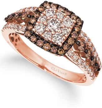 LeVian Chocolate Diamonds (1/2 ct. t.w.) & Nude Diamonds (1/2 ct. t.w.)  Square Halo Cluster Ring in 14k Rose Gold - ShopStyle