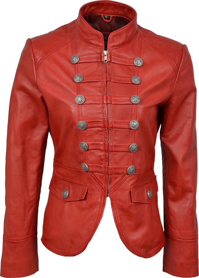 Smart Range Ladies MILITARY Red Washed Parade Fashion Soft Real Nappa