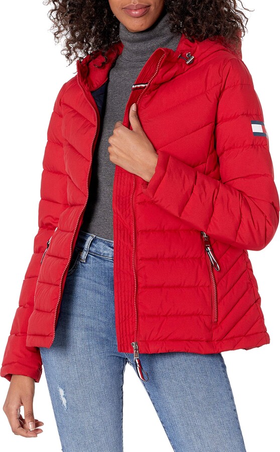 Tommy Hilfiger womens Stretch Packable Hooded Jacket Down Alternative Coat  - ShopStyle