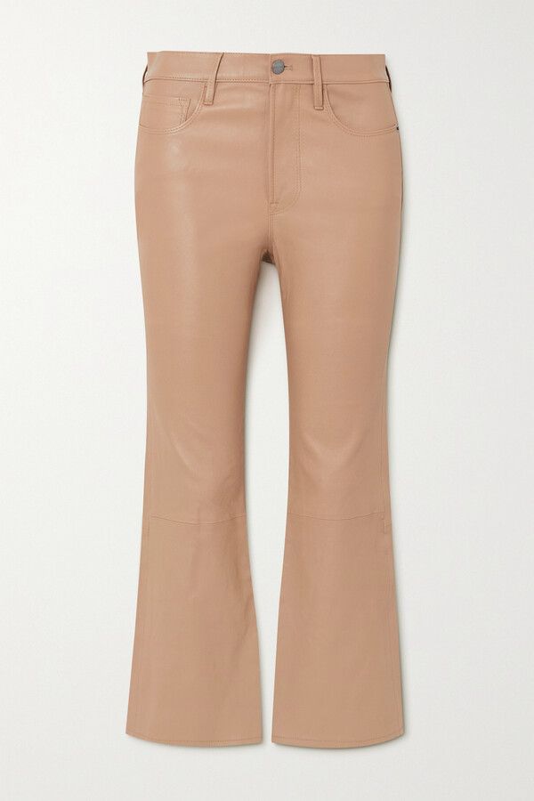Frame Le Crop Mini Boot Leather Pants Neutrals ShopStyle Women's