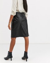 Thumbnail for your product : Vila leather look midi skirt in black