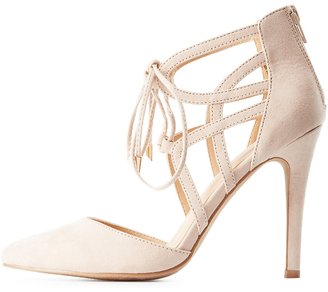 Charlotte Russe Caged D'Orsay Lace-Up Heels