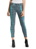 Thumbnail for your product : Hudson Barbara Mid-Rise Snakeskin High-Rise Skinny Jeans