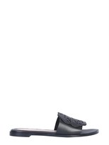 Thumbnail for your product : Alexander McQueen Black Signature Leather Flat Slide Sandals