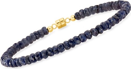 Ross-Simons Ross-Simons30.00ct.t.w.SapphireBeadBraceletWith14ktYellowGoldMagneticClaspSize7