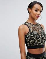 Thumbnail for your product : Rare London Crop Top In Contrast Lace-Multi