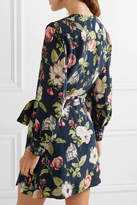 Thumbnail for your product : Alice + Olivia Alice Olivia - Hannah Wrap-effect Floral-print Washed-satin Mini Dress - Midnight blue