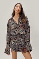 Thumbnail for your product : Nasty Gal Womens Paisley Curved Hem Mini Skirt - Black - 10