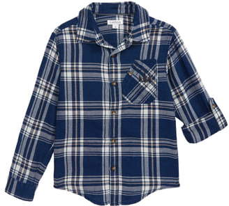 Flapdoodles Woven Button-Up Flannel Shirt