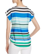 Thumbnail for your product : Calvin Klein Cuff Sleeve Stripe Top