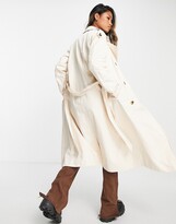 Thumbnail for your product : Object cotton midi trench coat in ecru - STONE